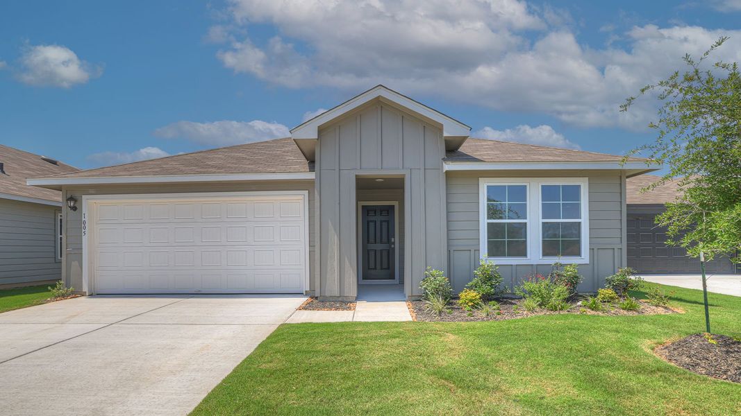 Representative exterior photo of a completed home built from the The Lakeway by D.R. Horton in Navarro Fields, Seguin, TX (Image 2). Representative exterior photo of a completed home built from the The Lakeway by D.R. Horton in Navarro Fields, Seguin, TX (Image 2).