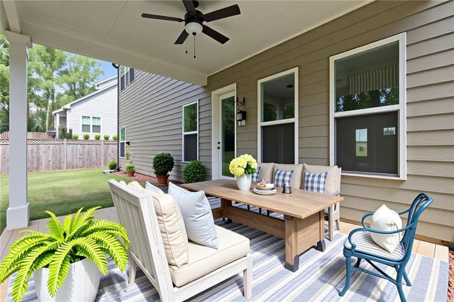 Exterior details and patio area of a home in Traditions of Braselton, Jefferson (Image 2).