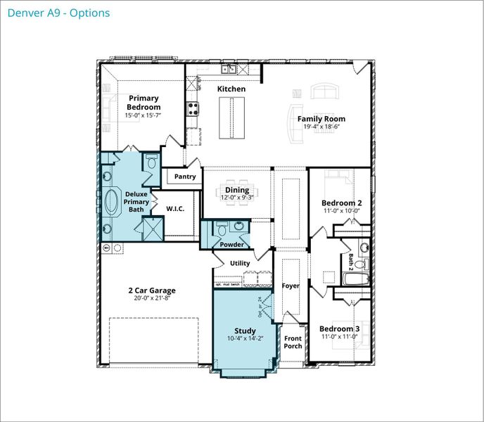 2D floor plan layout for the Denver by John Houston Homes in The Retreat, Waxahachie, TX (Image 4). 2D floor plan layout for the Denver by John Houston Homes in The Retreat, Waxahachie, TX (Image 4).