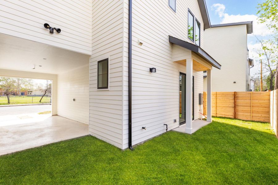 Exterior details and patio area of a home in , Austin (Image 29).