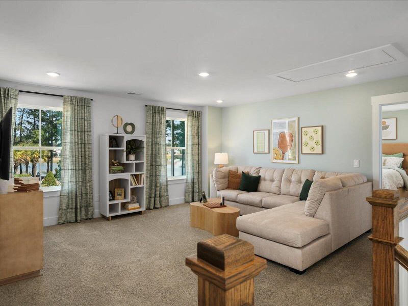 Furnished interior view inside a new home in The Coves at Lakes of Cane Bay, Summerville (Image 15). Furnished interior view inside a new home in The Coves at Lakes of Cane Bay, Summerville (Image 15).