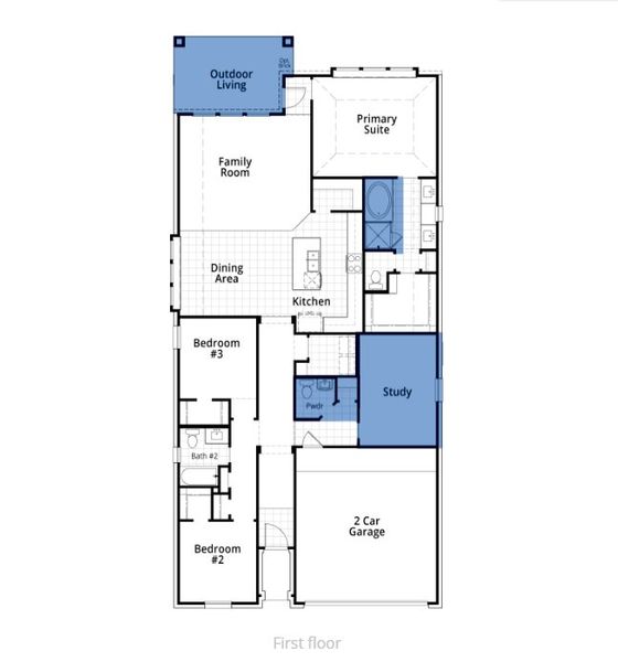 2D floor plan layout of this home in Sandbrock Ranch: 45ft. lots, Aubrey, TX (Image 3).