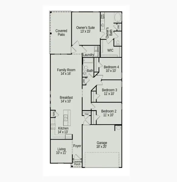 2D floor plan layout of this home in Fulshear Lakes, Fulshear, TX (Image 5).