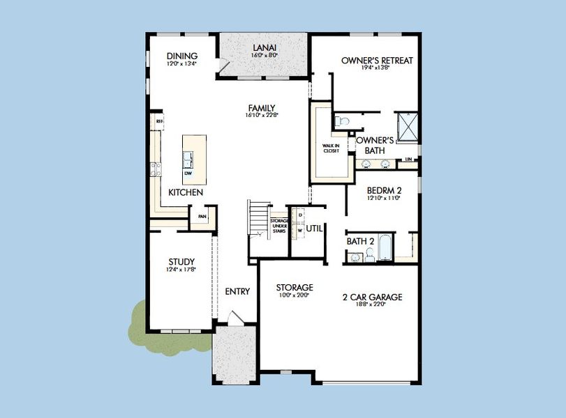 2D floor plan layout for the The Maurice by David Weekley Homes in Southwind – Executive Series, Plant City, FL (Image 3). 2D floor plan layout for the The Maurice by David Weekley Homes in Southwind – Executive Series, Plant City, FL (Image 3).