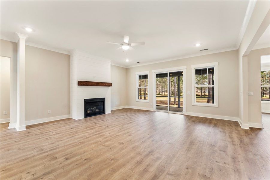 This bright kitchen features sleek appliances and