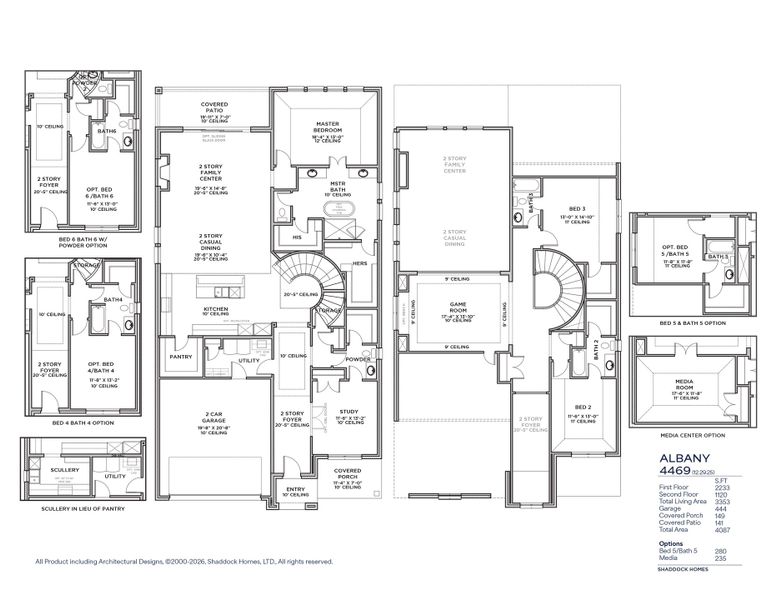 2D floor plan layout for the Albany - SH 4469 by Shaddock Homes in Hillside Village, Celina, TX (Image 3). 2D floor plan layout for the Albany - SH 4469 by Shaddock Homes in Hillside Village, Celina, TX (Image 3).