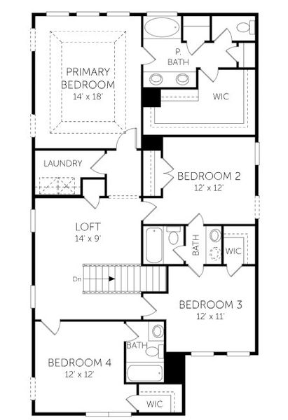 2D floor plan layout for the Windermere - Single Family Homes by Dream Finders Homes in Abbey Walk, Moncks Corner, SC (Image 6).