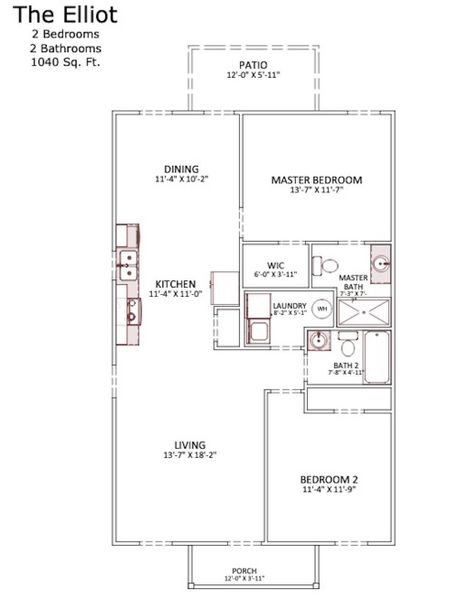 2D floor plan layout of this home in Stones Throw, Inman, SC (Image 1). 2D floor plan layout of this home in Stones Throw, Inman, SC (Image 1).