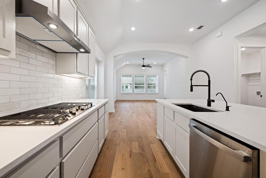 Furnished interior view inside a new home in Wolf Ranch: 46ft. lots, Georgetown (Image 8). Furnished interior view inside a new home in Wolf Ranch: 46ft. lots, Georgetown (Image 8).