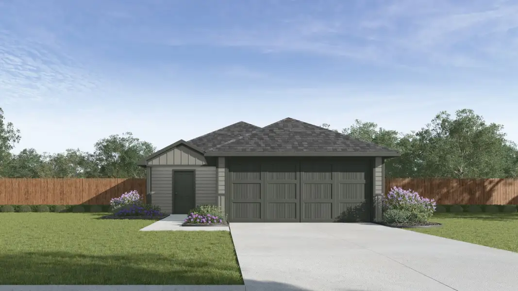 Front exterior of a new home in Ladera, Luling, TX, highlighting curb appeal (Image 22). Front exterior of a new home in Ladera, Luling, TX, highlighting curb appeal (Image 22).