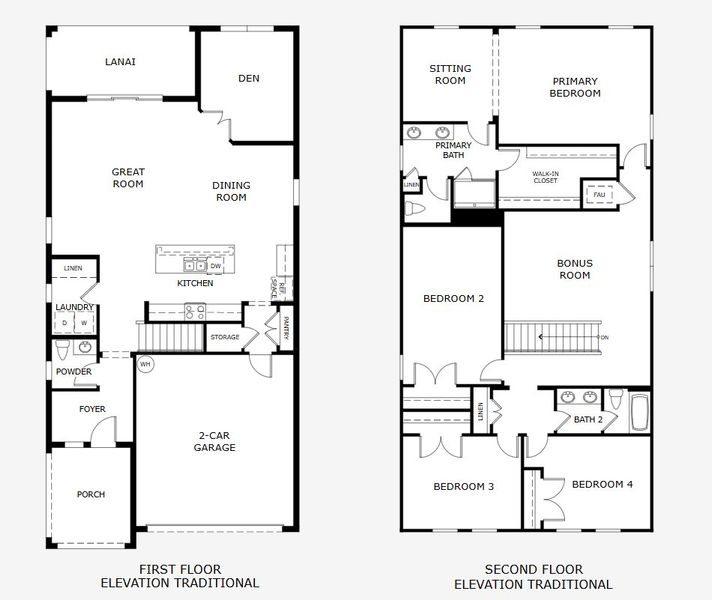 2D floor plan layout for the Vero by Landsea Homes in Harrell Oaks, Orlando, FL (Image 5).