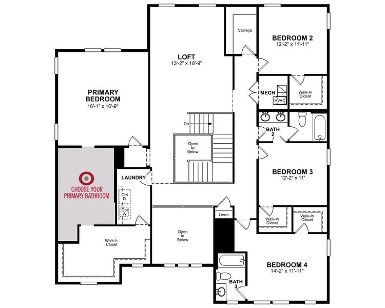 2D floor plan layout for the Satilla by Beazer Homes in Estates at Daves Creek, Cumming, GA (Image 4).