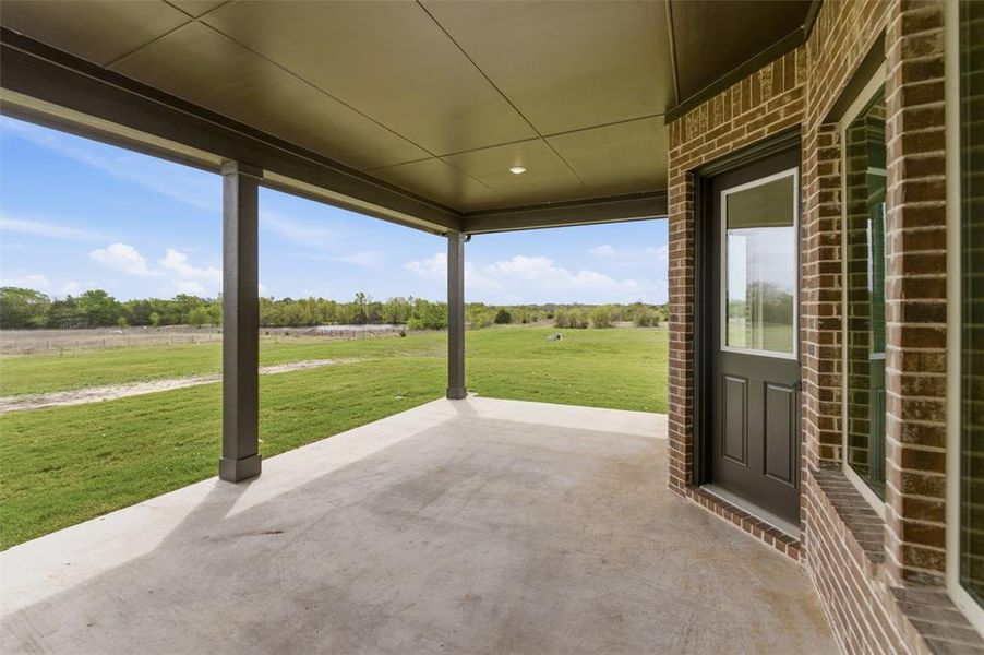 View of patio with a view of countryside