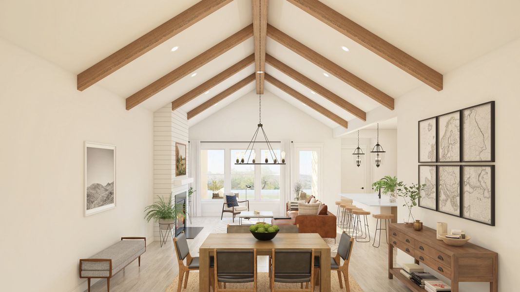 Vaulted ceiling in dining area Vaulted ceiling in dining area