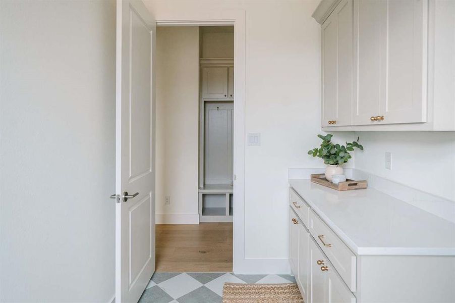 Kitchen with white cabinetry