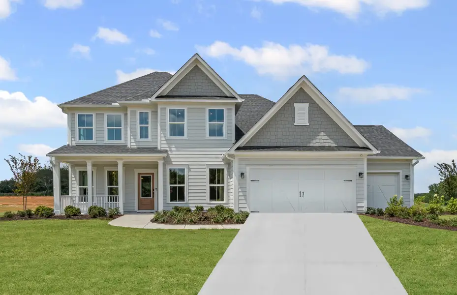 Representative exterior photo of a completed home built from the Riverton by Pulte Homes in Creekside at Skelton, Hoschton, GA (Image 1). Representative exterior photo of a completed home built from the Riverton by Pulte Homes in Creekside at Skelton, Hoschton, GA (Image 1).