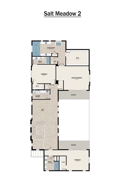 2D floor plan layout for the Salt Meadow 2 by Medallion Home in Aqua Single Family Homes, Bradenton, FL (Image 3).