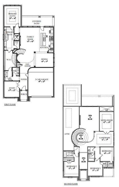 2D floor plan layout of this home in The Colony - 50', Bastrop, TX (Image 3). 2D floor plan layout of this home in The Colony - 50', Bastrop, TX (Image 3).