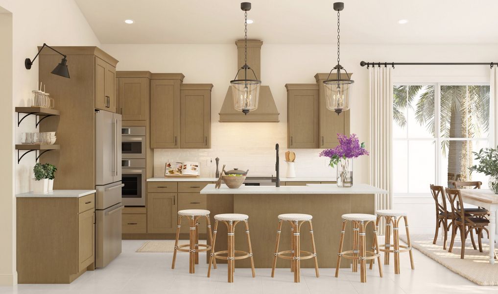 Kitchen with pendant lighting