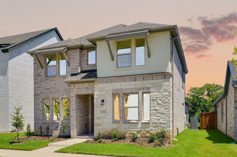 Front exterior of a new home in Cross Creek Meadows 40s, Celina, TX, highlighting curb appeal (Image 21). Front exterior of a new home in Cross Creek Meadows 40s, Celina, TX, highlighting curb appeal (Image 21).