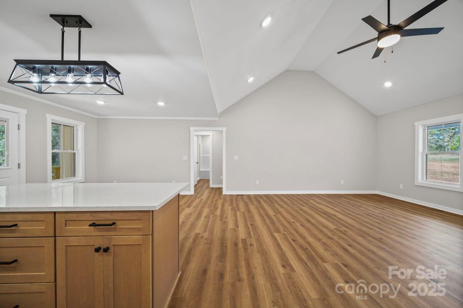 View of exceptional living room with tall vaulted ceiling. View of exceptional living room with tall vaulted ceiling.