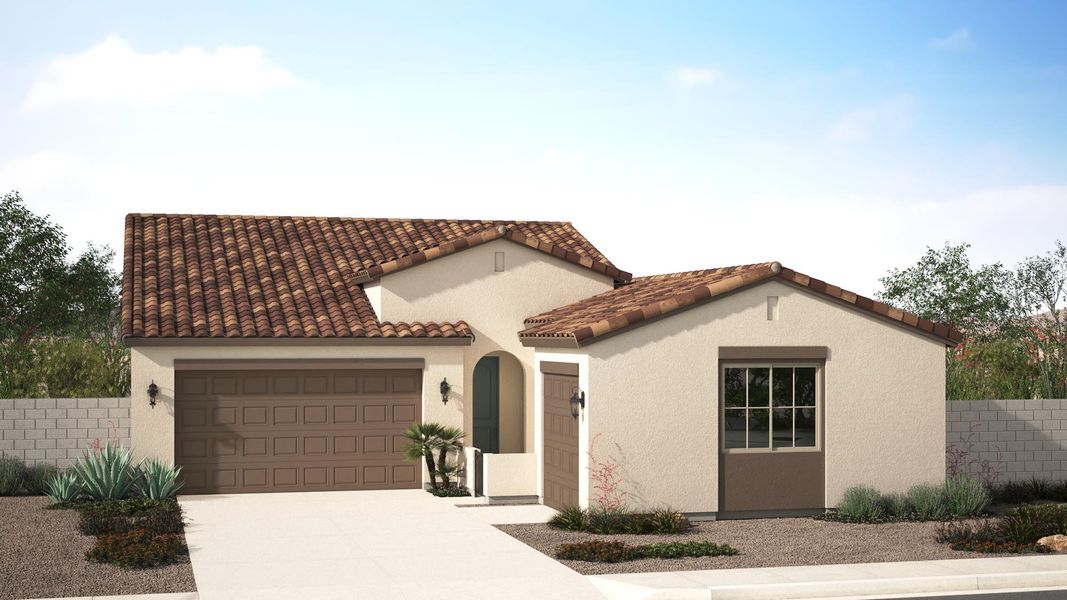 Front exterior of a new home in Harvest at Citrus Park, Goodyear, AZ, highlighting curb appeal (Image 3). Front exterior of a new home in Harvest at Citrus Park, Goodyear, AZ, highlighting curb appeal (Image 3).