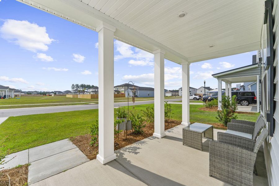 Exterior details and patio area of a home in Lindera Preserve at Cane Bay Plantation, Summerville (Image 3). Exterior details and patio area of a home in Lindera Preserve at Cane Bay Plantation, Summerville (Image 3).