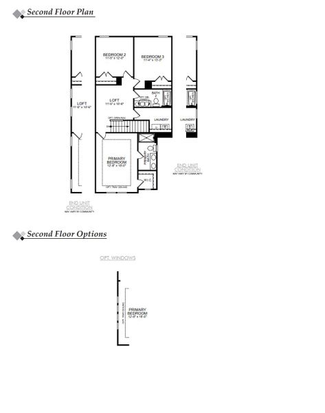 2D floor plan layout of this home in Bellevue Townhomes, Greenville, SC (Image 4).