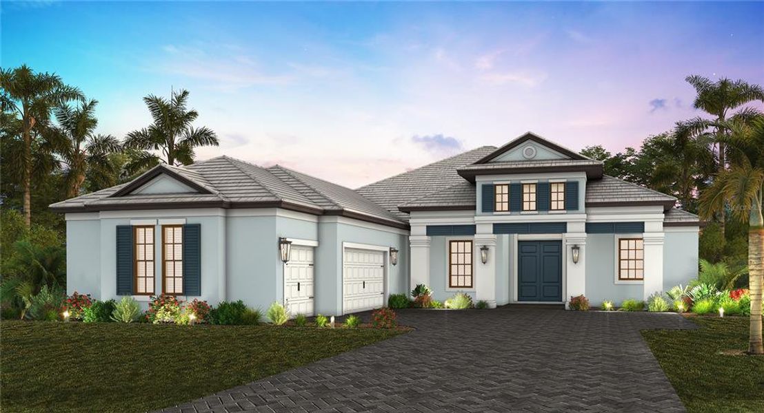 Front exterior of a new home in Tideline, Bradenton, FL, highlighting curb appeal (Image 1). Front exterior of a new home in Tideline, Bradenton, FL, highlighting curb appeal (Image 1).