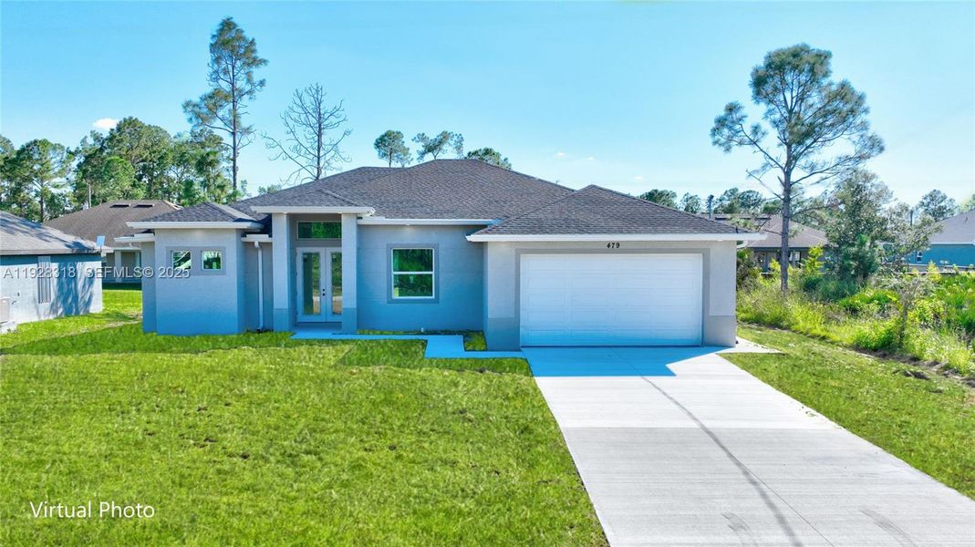 Front exterior of a new home in , Lehigh Acres, FL, highlighting curb appeal (Image 2). Front exterior of a new home in , Lehigh Acres, FL, highlighting curb appeal (Image 2).