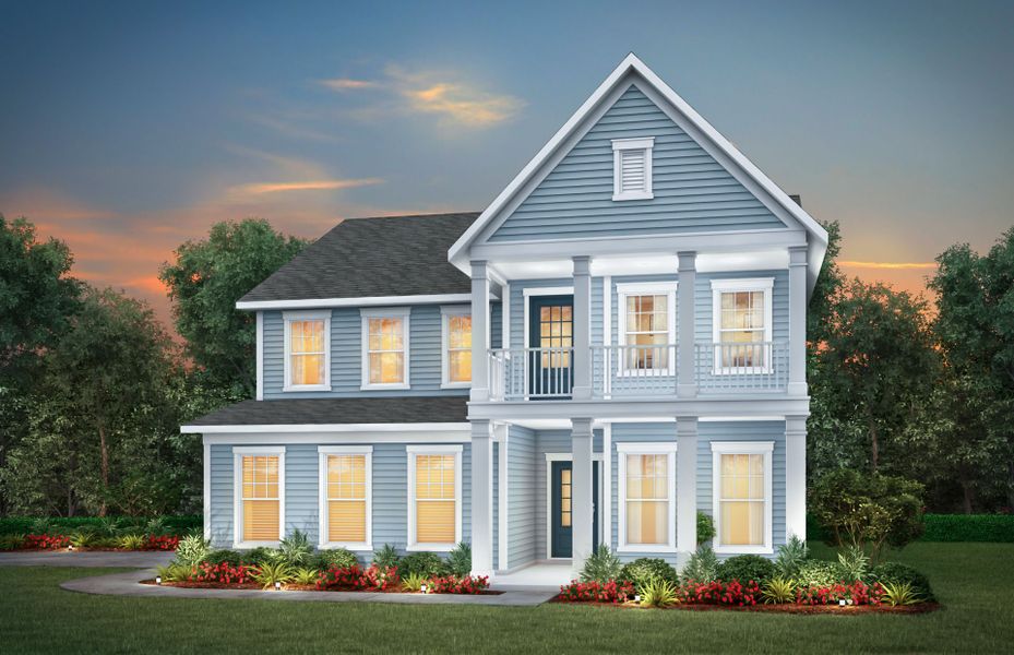 Front exterior of a new home in Waterways, Richmond Hill, GA, highlighting curb appeal (Image 20). Front exterior of a new home in Waterways, Richmond Hill, GA, highlighting curb appeal (Image 20).