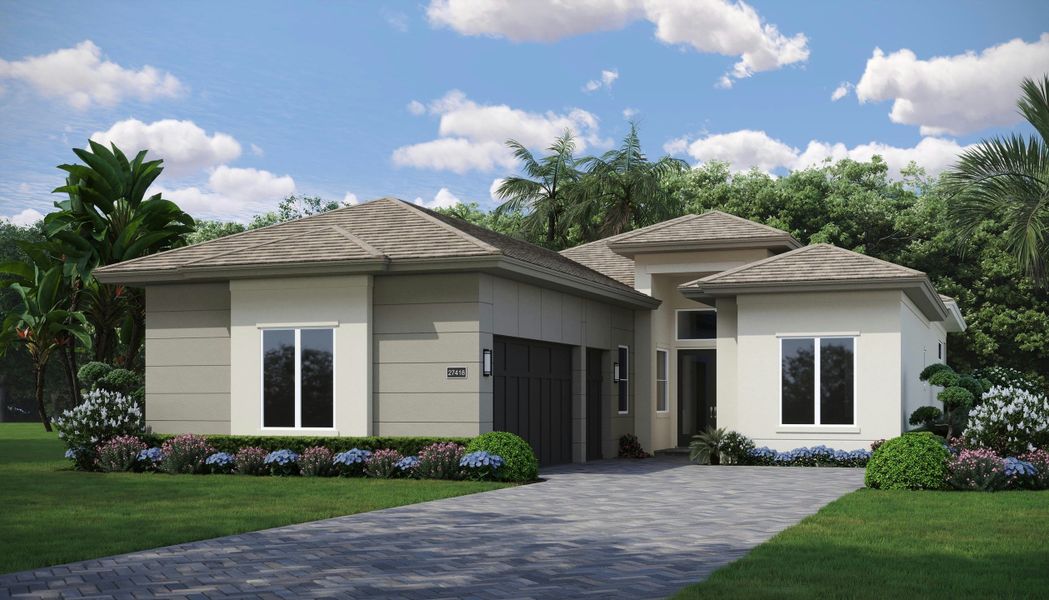 2D floor plan layout for the Stella by GHO Homes in Tesoro Club, Port St. Lucie, FL (Image 29).