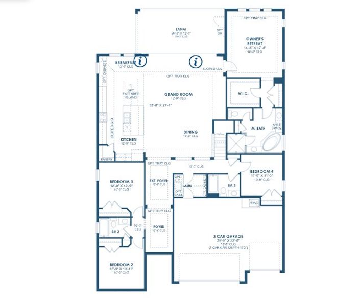 2D floor plan layout for the Biscayne II by Homes by WestBay in Oakfield, Parrish, FL (Image 3).
