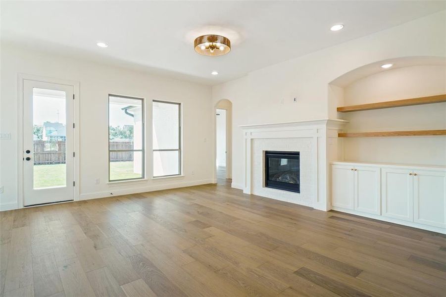 with decorative fireplance and built-ins with decorative fireplance and built-ins