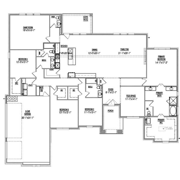 2D floor plan layout for the The Everest by Lillian Custom Homes in The Arbors Midlothian, Midlothian, TX (Image 5).