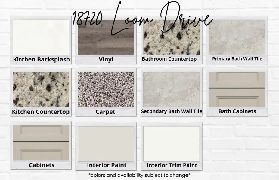 Sample of building materials used in homes in The Enclave at Spring Branch, Montgomery (Image 4).