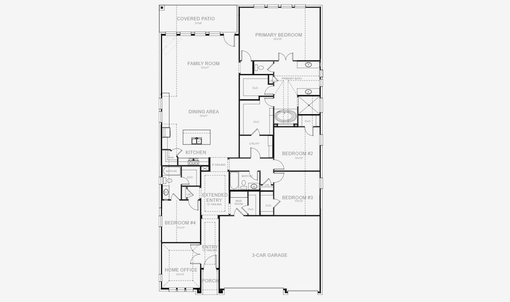 2D floor plan layout for the 2776W by Perry Homes in Hidden Canyon 55', San Antonio, TX (Image 5). 2D floor plan layout for the 2776W by Perry Homes in Hidden Canyon 55', San Antonio, TX (Image 5).