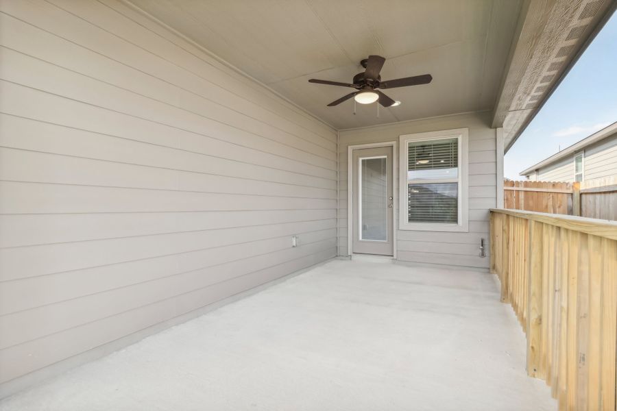 Back exterior of the Hughes floorplan at a Meritage Homes community.