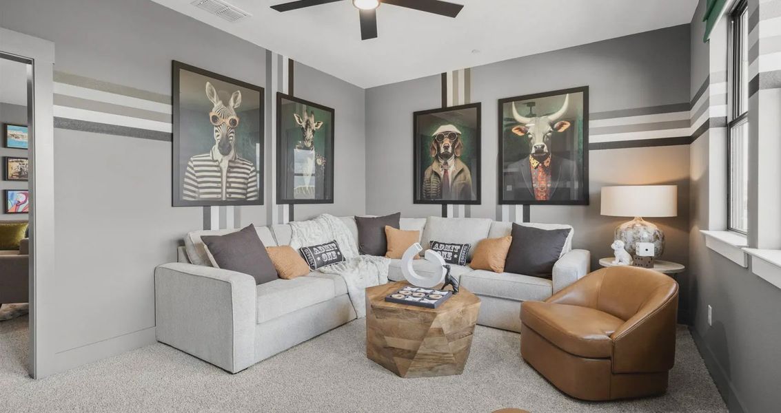 Representative furnished interior of a home built from the Stetson by Chesmar Homes in Sweetwater, Austin (Image 21).