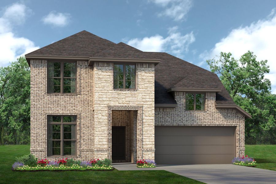 Elevation B with Stone | Concept 2440 at Hulen Trails in Fort Worth, TX by Landsea Homes