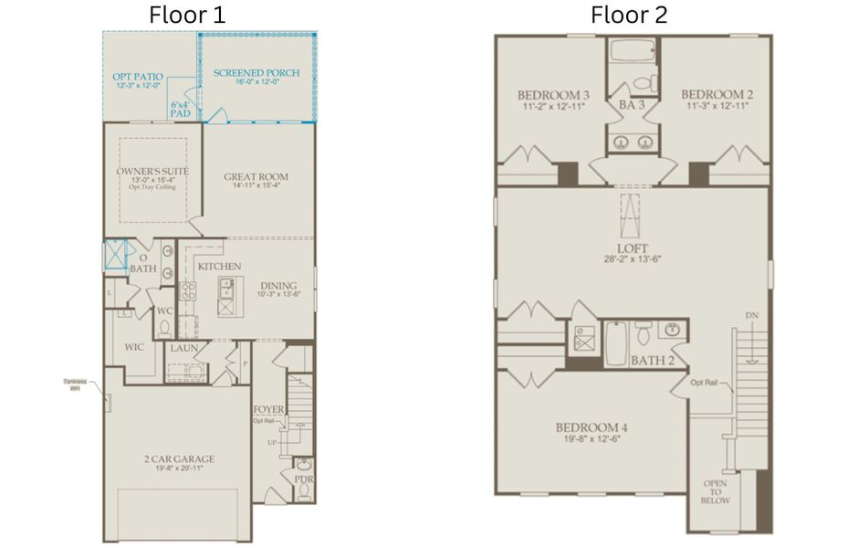 Floor Plan Level 1 and Floor Plan Level 2