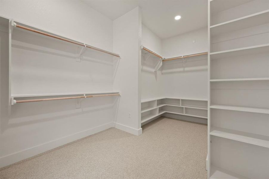Spacious closet featuring carpet flooring Spacious closet featuring carpet flooring