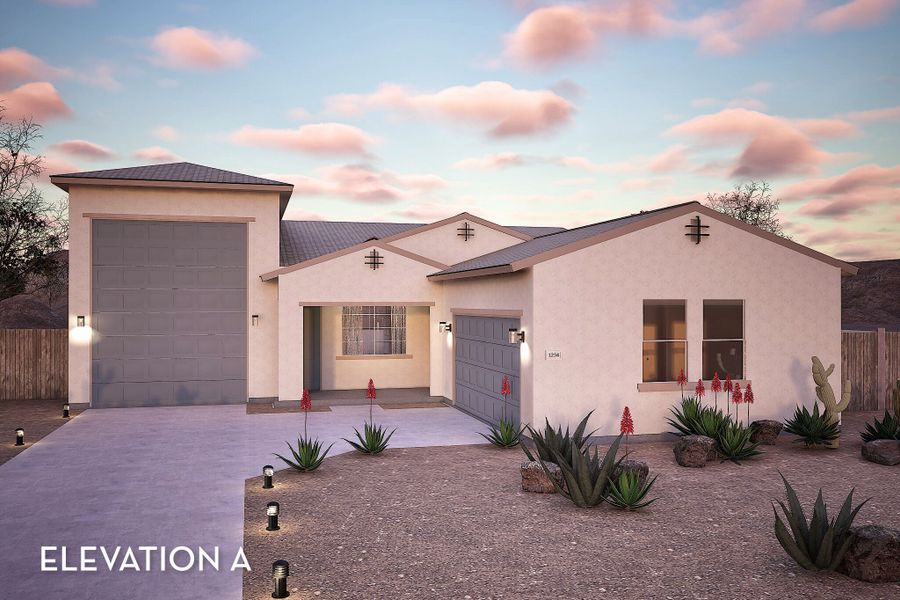 Representative exterior photo of a completed home built from the Marana by CastleRock Communities in McCartney Center, Casa Grande, AZ (Image 1). Representative exterior photo of a completed home built from the Marana by CastleRock Communities in McCartney Center, Casa Grande, AZ (Image 1).