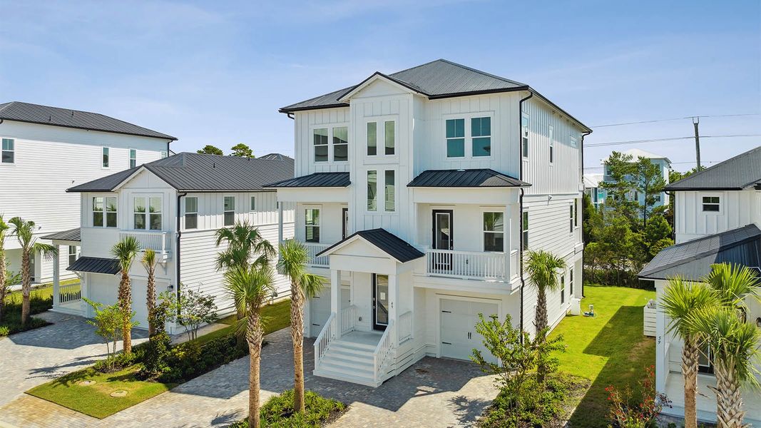Representative exterior photo of a completed home built from the Cayman by D.R. Horton in Parkside, Santa Rosa Beach, FL (Image 1).