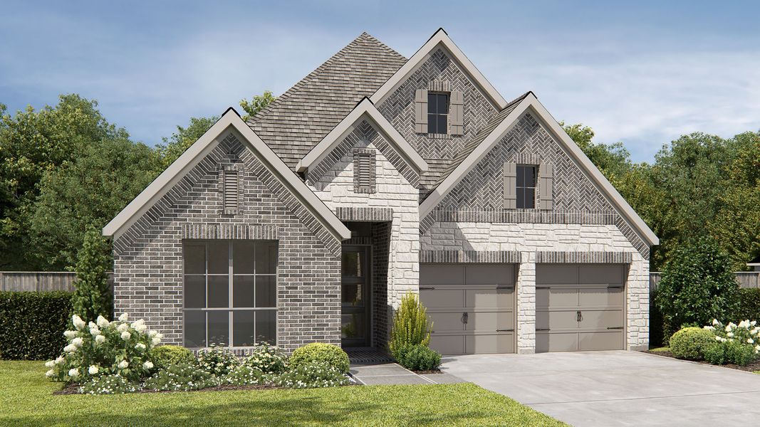 Representative exterior photo of a completed home built from the 2443H by Perry Homes in Santa Rita Ranch Tierra Rosa, Liberty Hill, TX (Image 4).