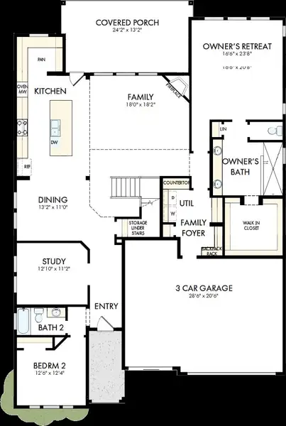 2D floor plan layout of this home in Pecan Square – Classics, Northlake, TX (Image 2). 2D floor plan layout of this home in Pecan Square – Classics, Northlake, TX (Image 2).