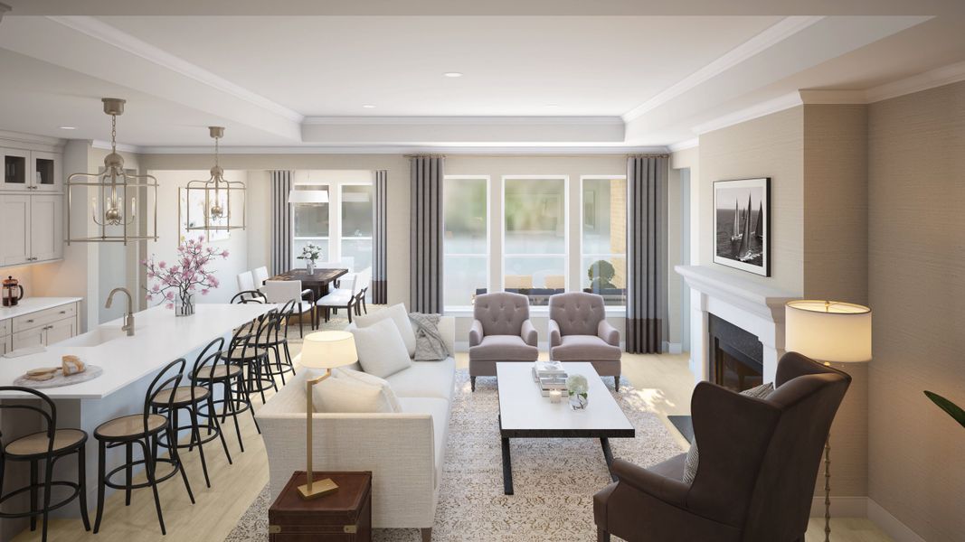 Coffered ceiling with crown moulding