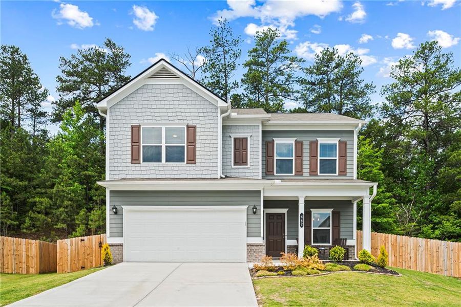 Front exterior of a new home in Victoria Heights, Dallas, GA, highlighting curb appeal (Image 21).