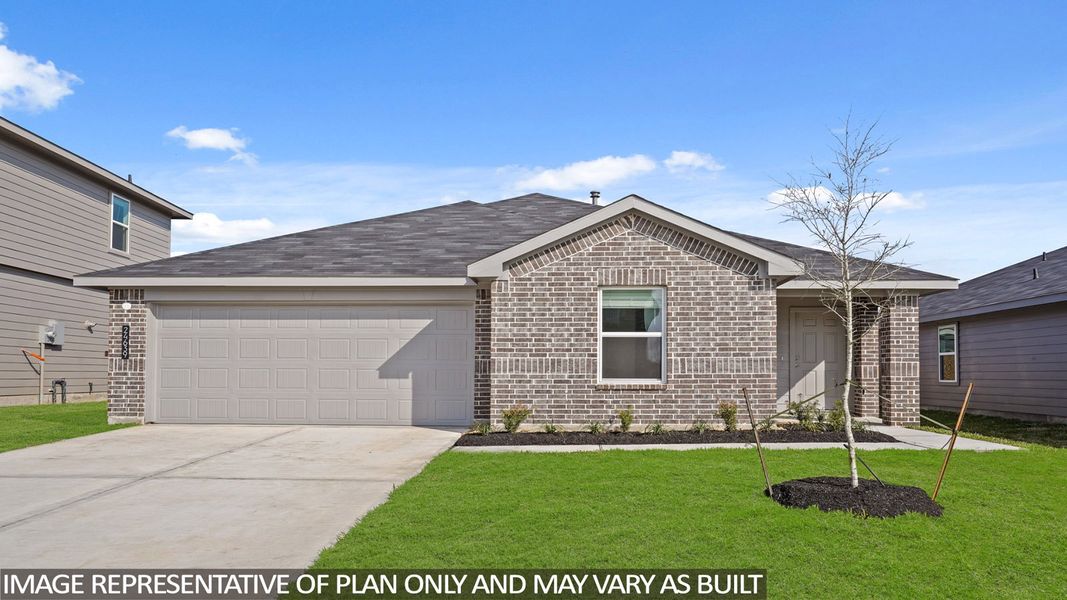 Representative exterior photo of a completed home built from the Camden by D.R. Horton in Grand Pines, Magnolia, TX (Image 17).