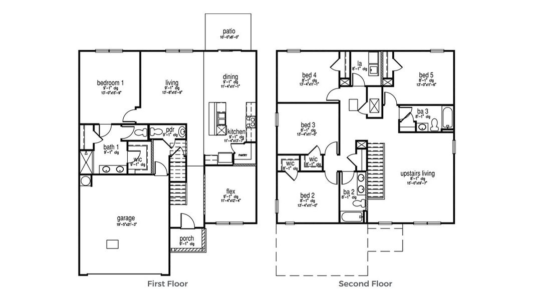2D floor plan layout for the Elle by D.R. Horton in The Pines at New Hampstead, Savannah, GA (Image 2).